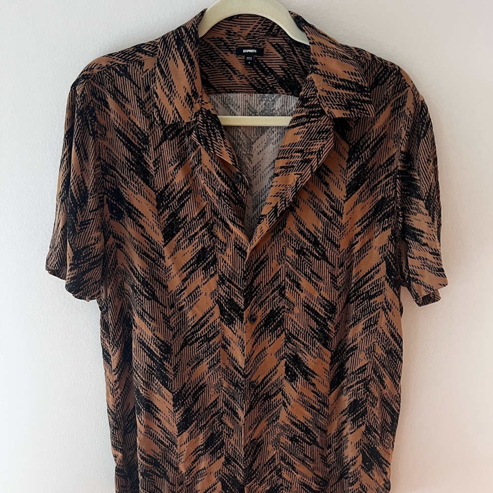 Brown and Black Patterned Shirt
